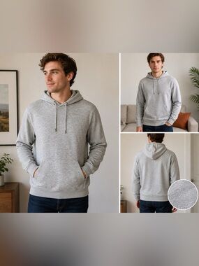 Jack & Jones Gray Pullover Hoodie Fleece Lined Men's Large